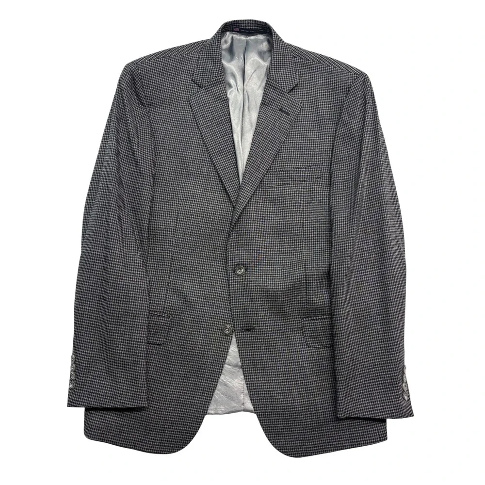 Hart Schaffner Marx 40S Gray Black Check Wool Blazer Jacket Sport Coat USA